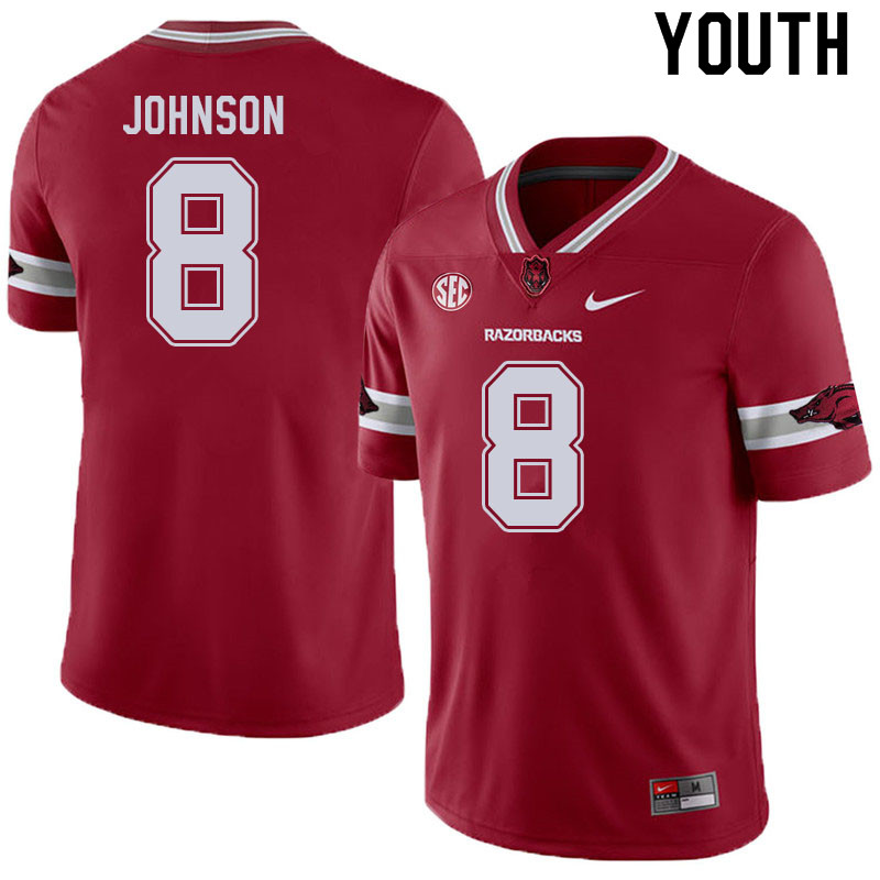 Youth #8 Jayden Johnson Arkansas Razorbacks College Football Jerseys Sale-Alternate Cardinal